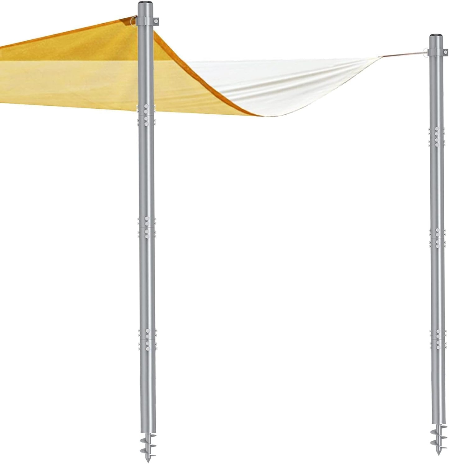 Shade Sail Poles 12 FT, Heavy Duty Sun Sail Poles for Sun Shades Outdoor, with Adjustable D-Clamps, 2.36" Diameter Screw-in Shade Sail Pole Kit for Outdoor, Garden, Backyard, 2 Packs