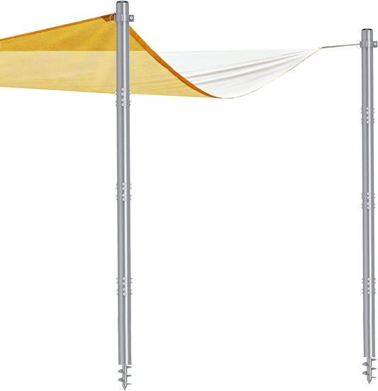 Shade Sail Poles 12 FT, Heavy Duty Sun Sail Poles for Sun Shades Outdoor, with Adjustable D-Clamps, 2.36" Diameter Screw-in Shade Sail Pole Kit for Outdoor, Garden, Backyard, 2 Packs