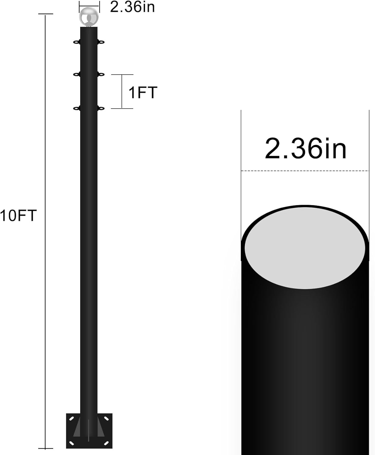 Sun Shade Sail Poles 10FT Outdoor Shade Sail Pole Kit Heavy Duty Steel Post Support Awning Canopy for Deck Patio Outside Backyard(10FT,2pack)
