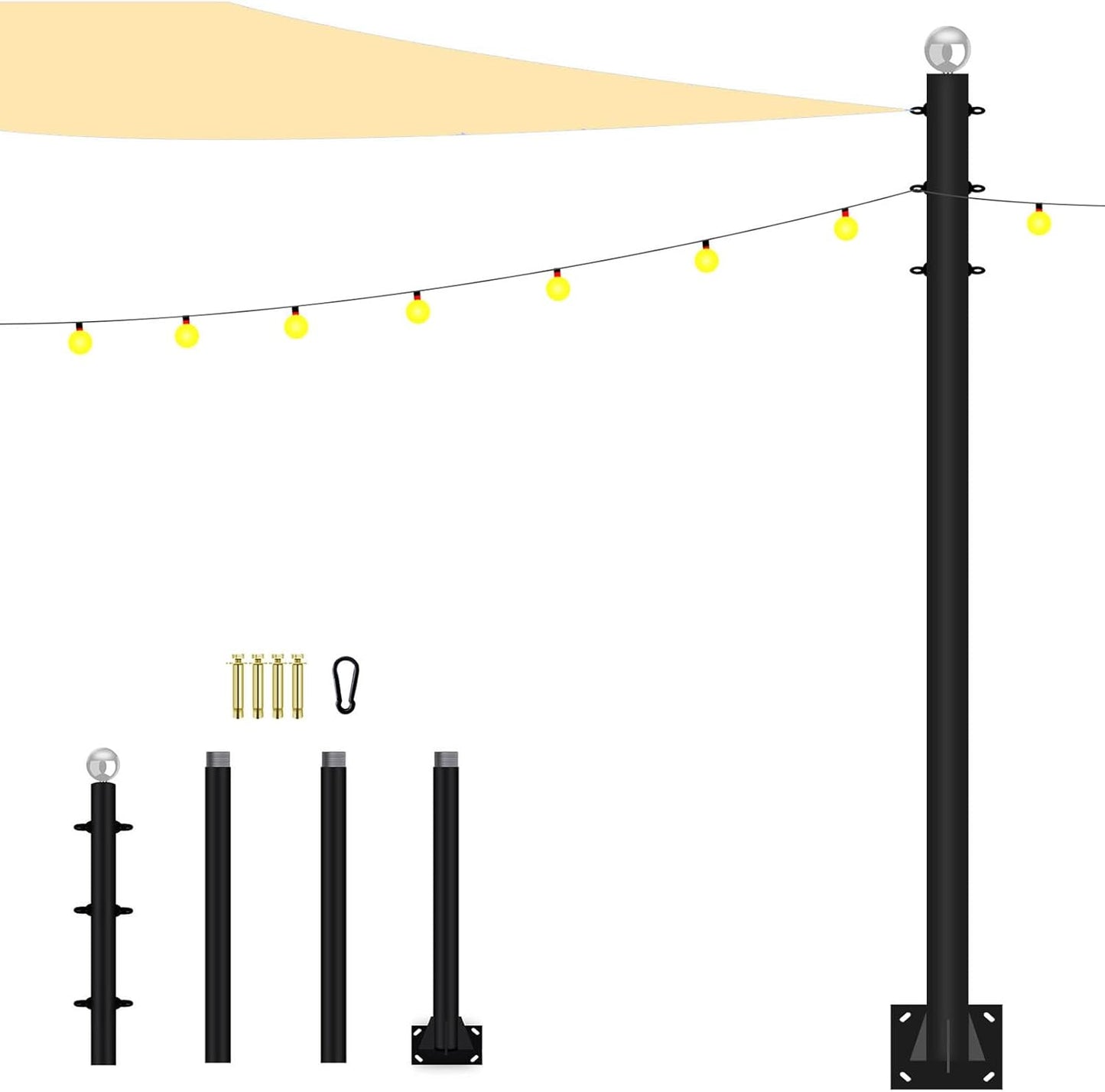 Sun Shade Sail Poles 10FT Outdoor Shade Sail Pole Kit Heavy Duty Steel Post Support Awning Canopy for Deck Patio Outside Backyard(10FT,2pack)