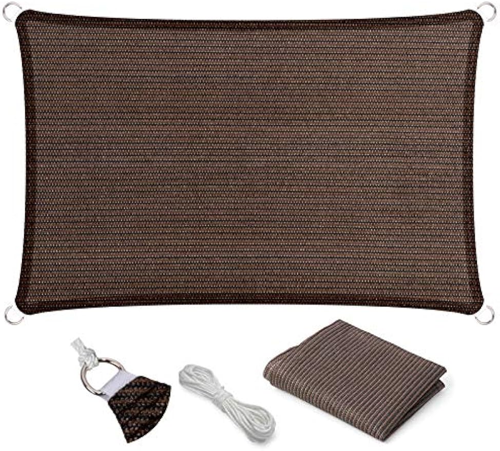 Eden's Decor Straight Flat-Edged Sun Shade Sail Rectangular 5' x 7' Brown UV-Blocking Outdoor Canopy Fabric Cloth Awning for Pergola Patio Garden Backyard Custom Size
