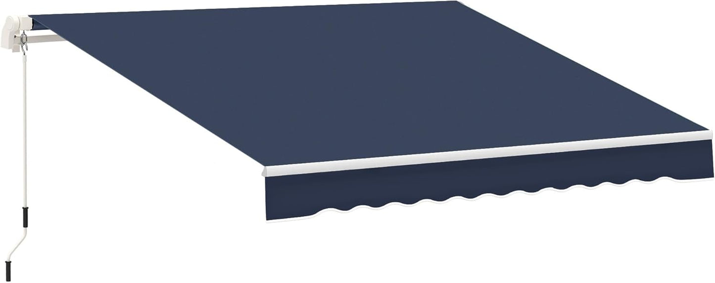 Outsunny 13' x 8' Retractable Awning, Patio Awnings, Sunshade Shelter w/Manual Crank Handle, UV & Water-Resistant Fabric and Aluminum Frame for Deck, Balcony, Yard, Coffee Brown