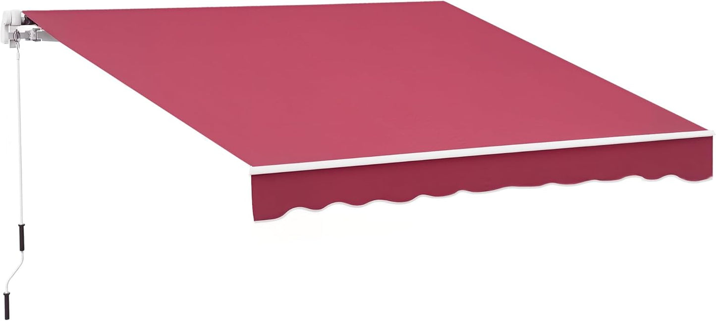 Outsunny 13' x 8' Retractable Awning, Patio Awnings, Sunshade Shelter w/Manual Crank Handle, UV & Water-Resistant Fabric and Aluminum Frame for Deck, Balcony, Yard, Coffee Brown