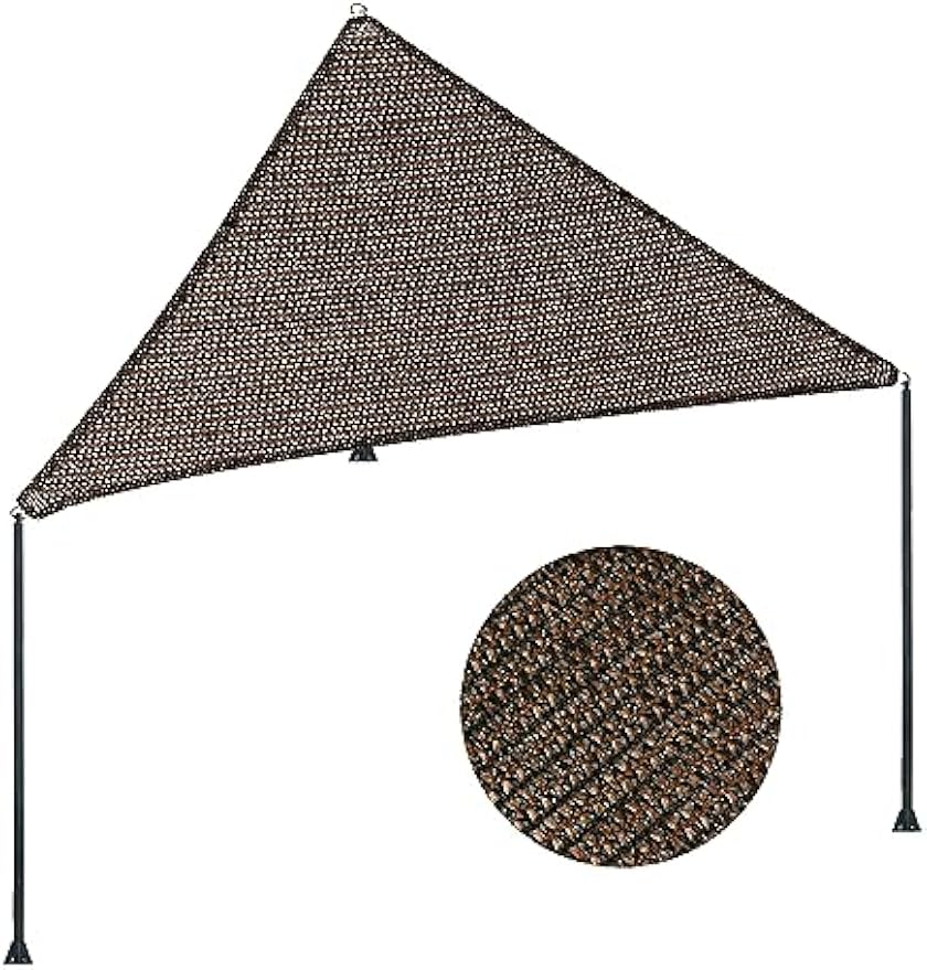 5' x 5' x 7.1' Brown Straight Edge Sun Shade Sail, Triangle Awning Outdoor Shade Cloth Pergola Cover UV Block Fabric- Customized