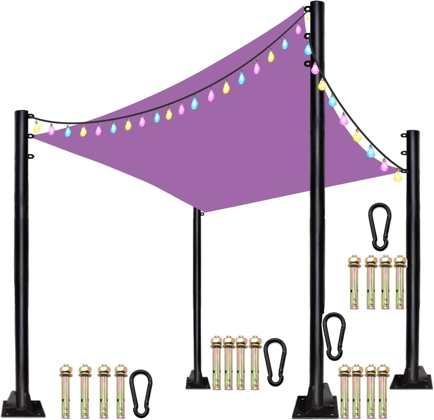 Shade Sail Poles, 9 FT Outdoor Sun Shade Sail Pole Awning Canopy Outdoor Heavy Duty Poles for Sun Shades Deck Patio Backyard (4Pack)