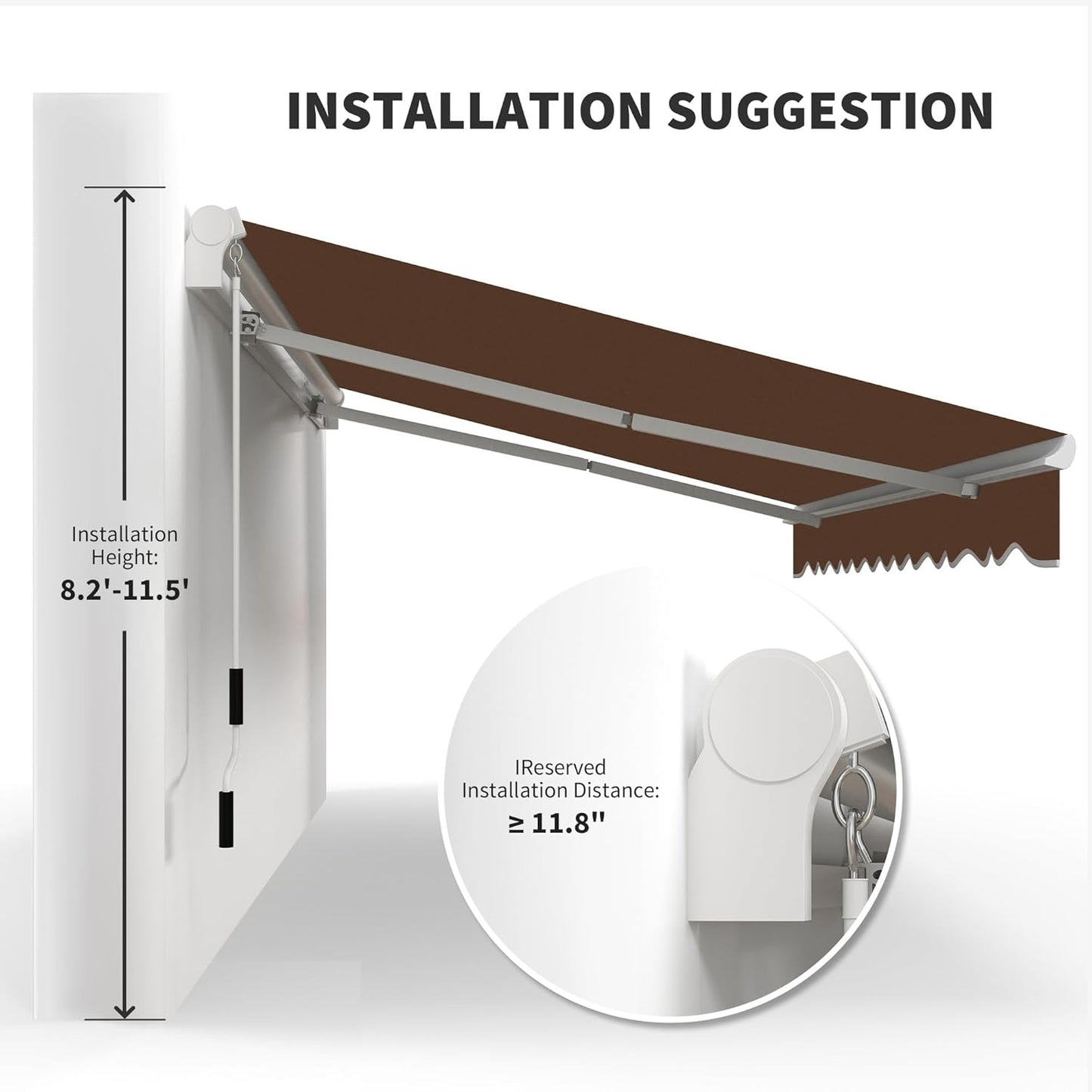 Outsunny 13' x 8' Retractable Awning, Patio Awnings, Sunshade Shelter w/Manual Crank Handle, UV & Water-Resistant Fabric and Aluminum Frame for Deck, Balcony, Yard, Coffee Brown