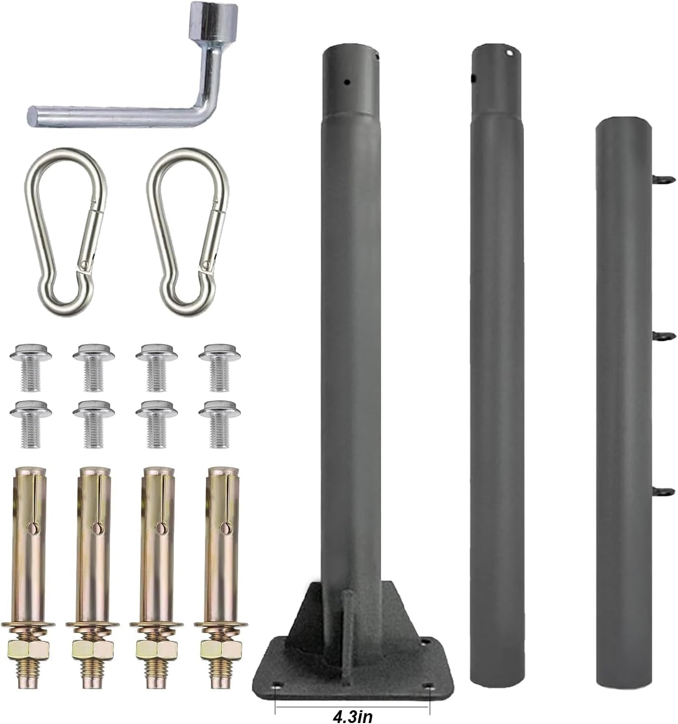 2 Pack Sun Shade Sail Poles - 10ft Outdoor Sunshade Sail Post Support Awning Canopy Heavy Duty Metal Pole Kit for Patio Garden Yard Backyard Grassland