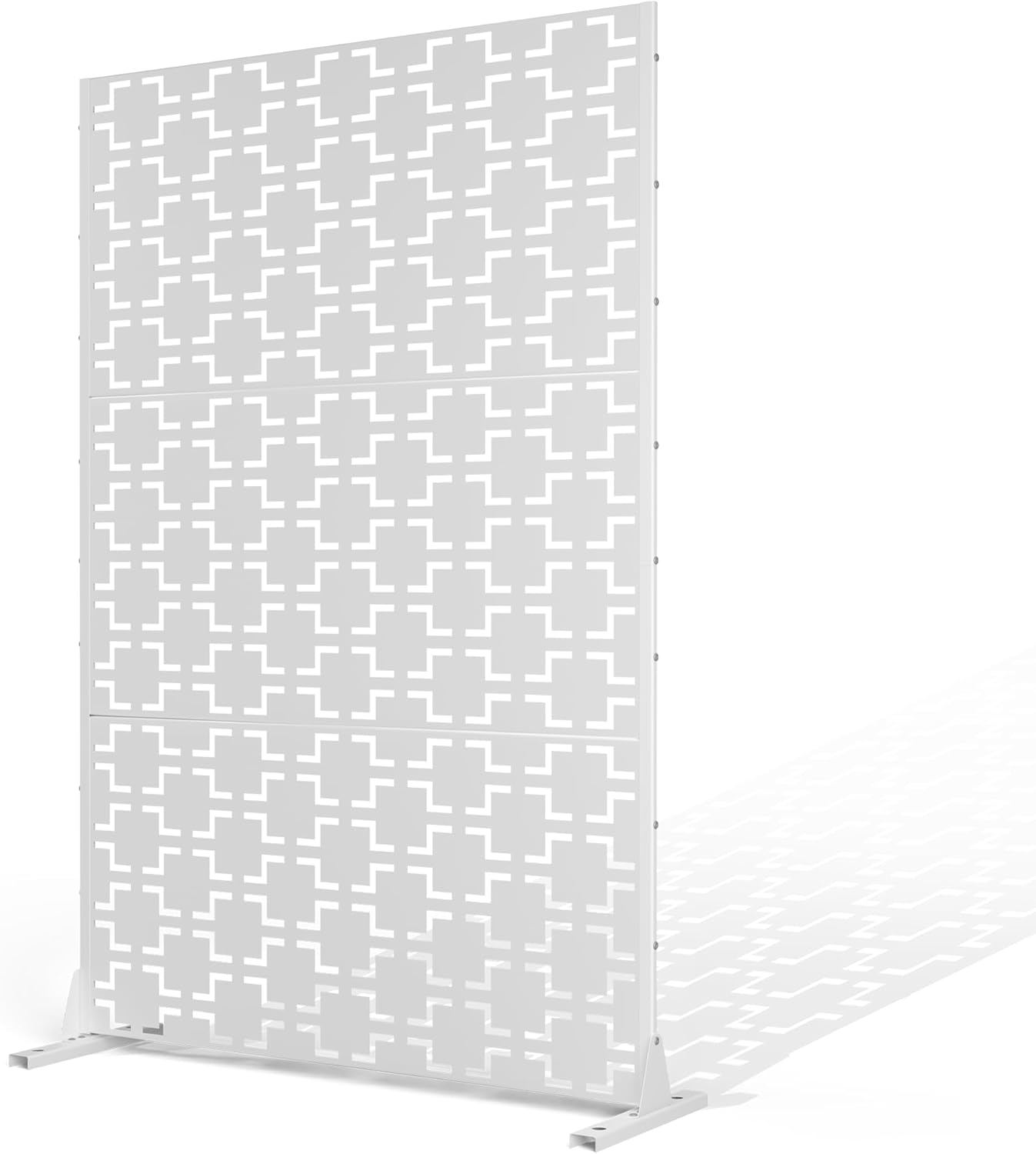 Metal Privacy Screen Outdoor Privacy Screen, Freestanding Fence Panel for Outside, 72''H×44''W, Decorative Screen Panel for Backyard/Patio/Deck