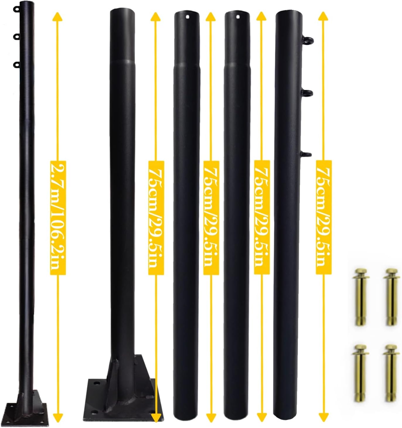 Shade Sail Poles, 9 FT Outdoor Sun Shade Sail Pole Awning Canopy Outdoor Heavy Duty Poles for Sun Shades Deck Patio Backyard (4Pack)