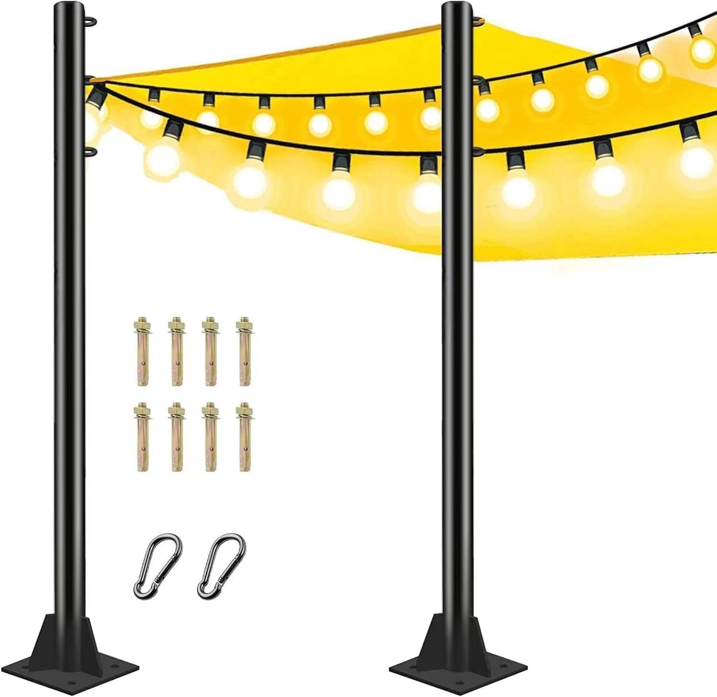Sun Shade Sail Pole 9Ft Outdoor Sunshade Sail Post Support Awning Canopy Heavy Duty Metal Pole Kit for Outside Patio Garden Deck Playground Backyard