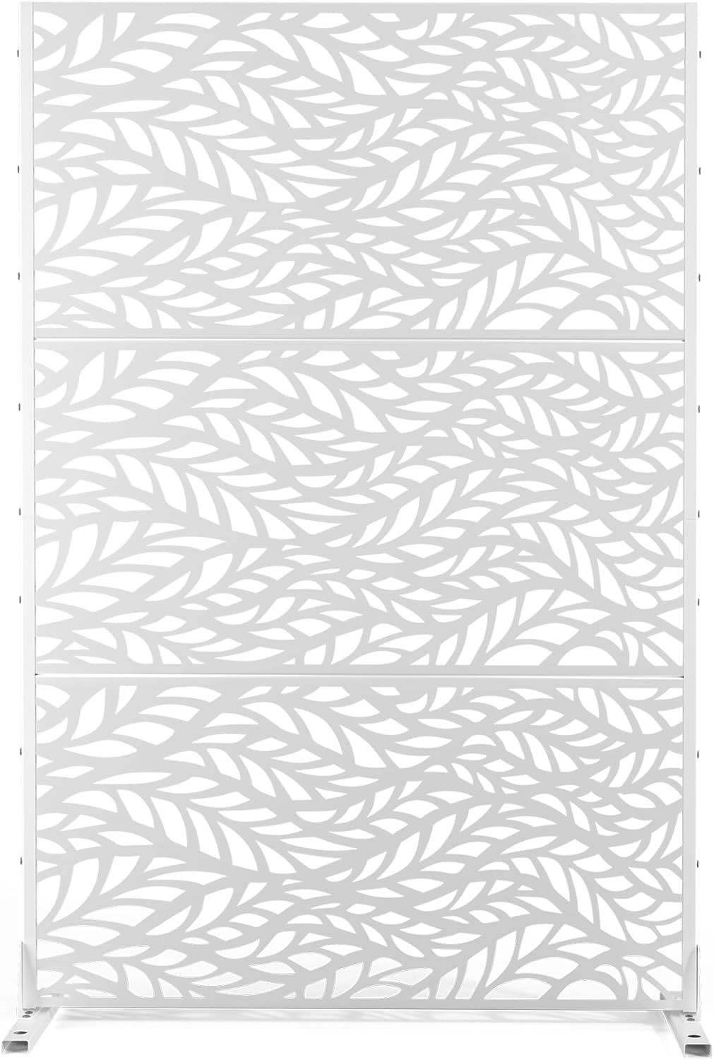 Metal Privacy Screen Outdoor Freestanding Privacy Wall Panels and Decorative Patio Dividers, Crafted from Steel with Sun-Proof Design, Ideal for Patio, Deck, Garden,72"H×47"L(Black&Louvered)