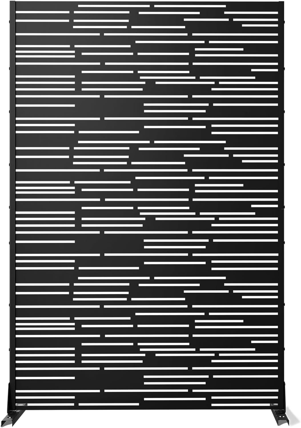 Metal Privacy Screen Outdoor Freestanding Privacy Wall Panels and Decorative Patio Dividers, Crafted from Steel with Sun-Proof Design, Ideal for Patio, Deck, Garden,72"H×47"L(Black&Louvered)