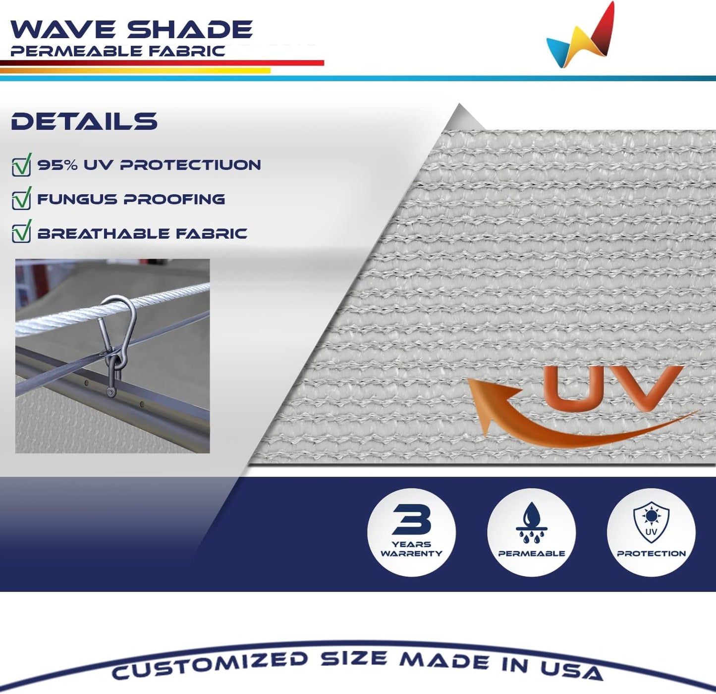 Windscreen4less 7' x 14' Retractable Sun Shade Canopy Cover Sliding Wave Shade Sail for Pergola Patio Deck Yard Gazebo Outdoor (Light Gray)