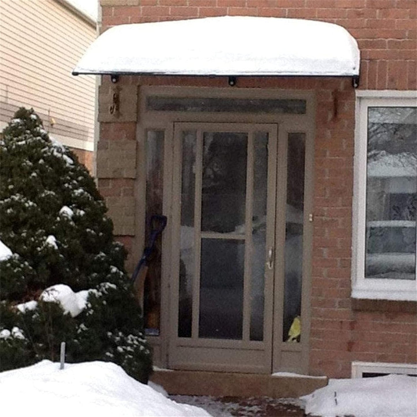 Window Awning, Polycarbonate Door Canopy, Outdoor Front Door Terrace Sunshade, with Aluminum Alloy Black Bracket, Size Optional (blackTransparent)