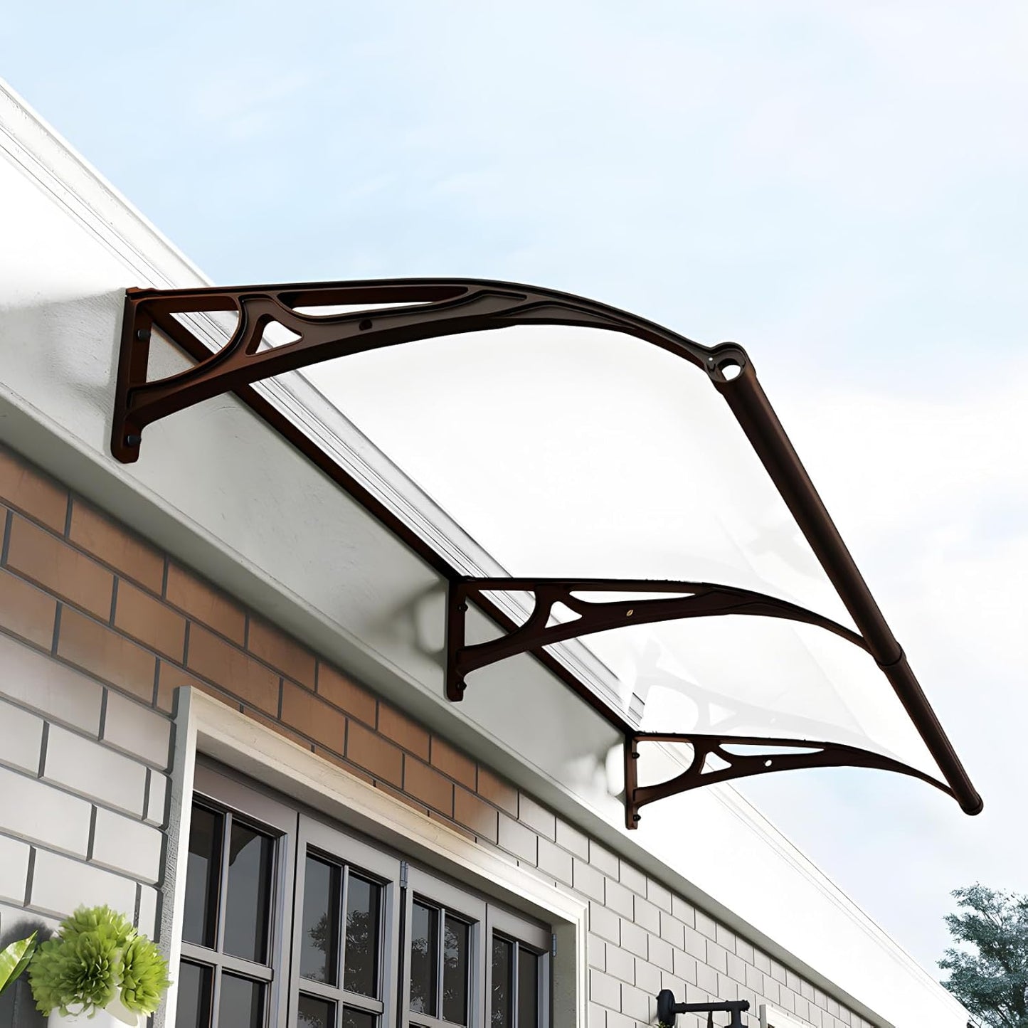 Aluminum Bracket Awning Canopy - Black Exterior Window & Door Cover for Sun, Rain, Snow Protection, Easy Installation for Terraces, Bedrooms & Entryways
