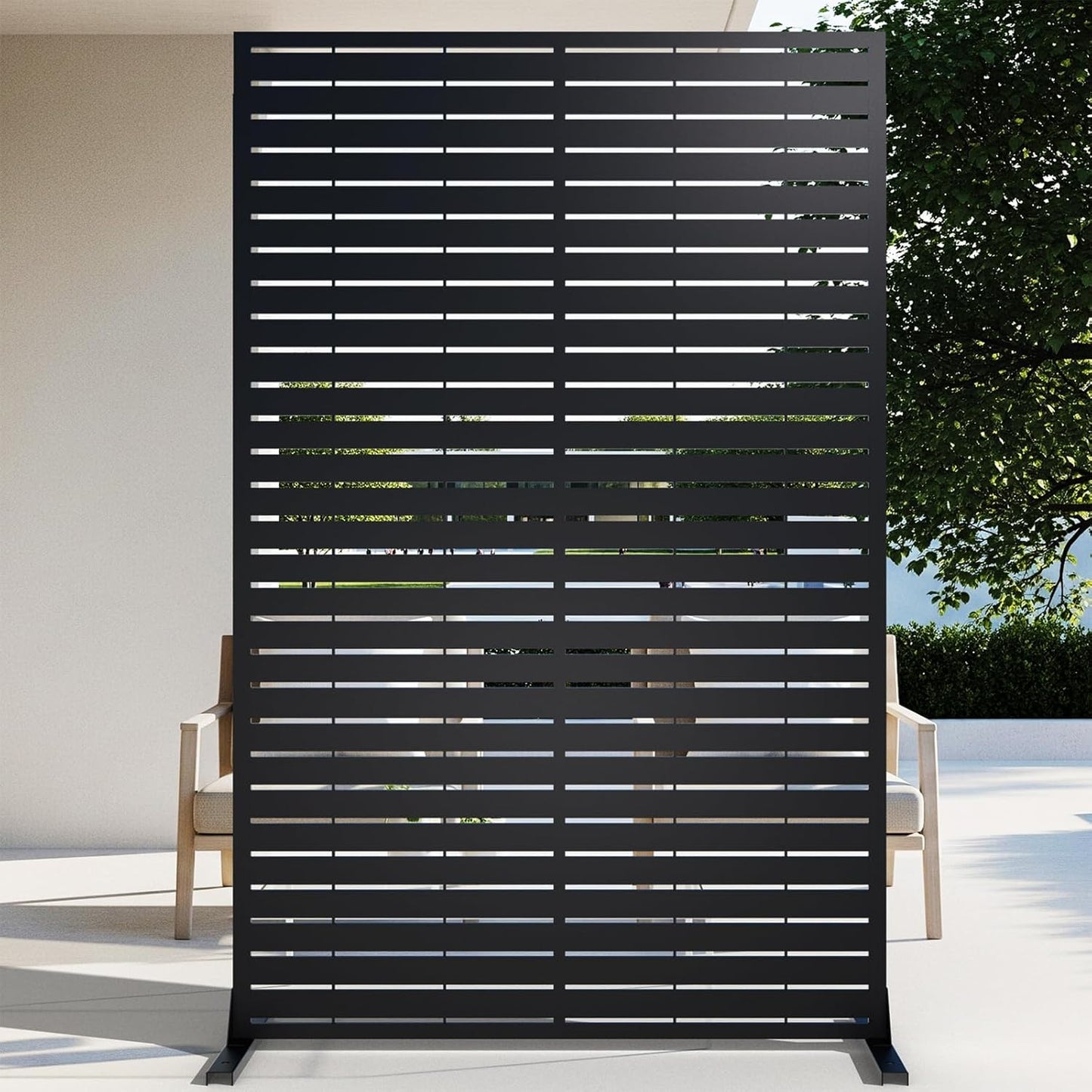72" Metal Privacy Screen Freestanding Outdoor Room Divider Decorative Laser Cut Fence Panel, Weatherproof Patio Privacy Fence for Garden, Balcony, Backyard Landscape