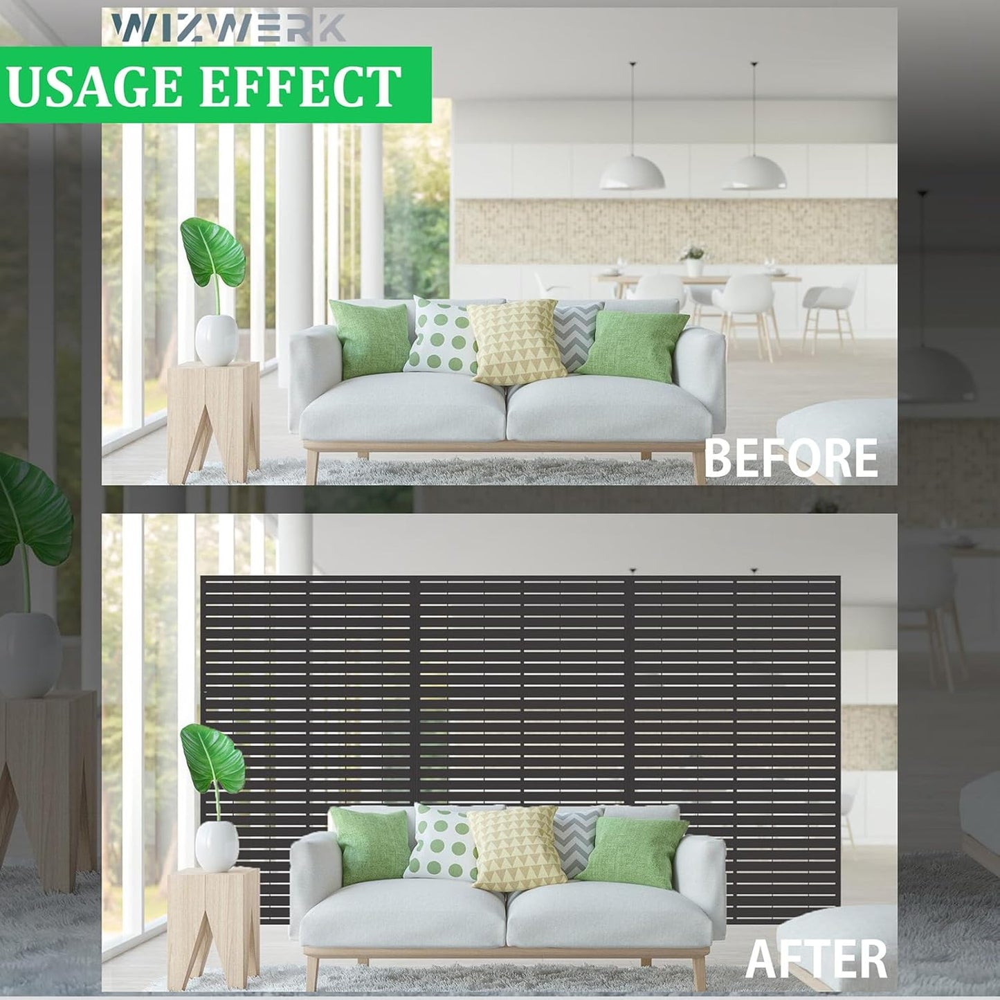 6FT Outdoor Metal Privacy Screen – Decorative Privacy Fence and Room/Garden Divider, Weather-Resistant Freestanding Panel with Stand, Durable Steel for Patio, Garden, Balcony, or Backyard