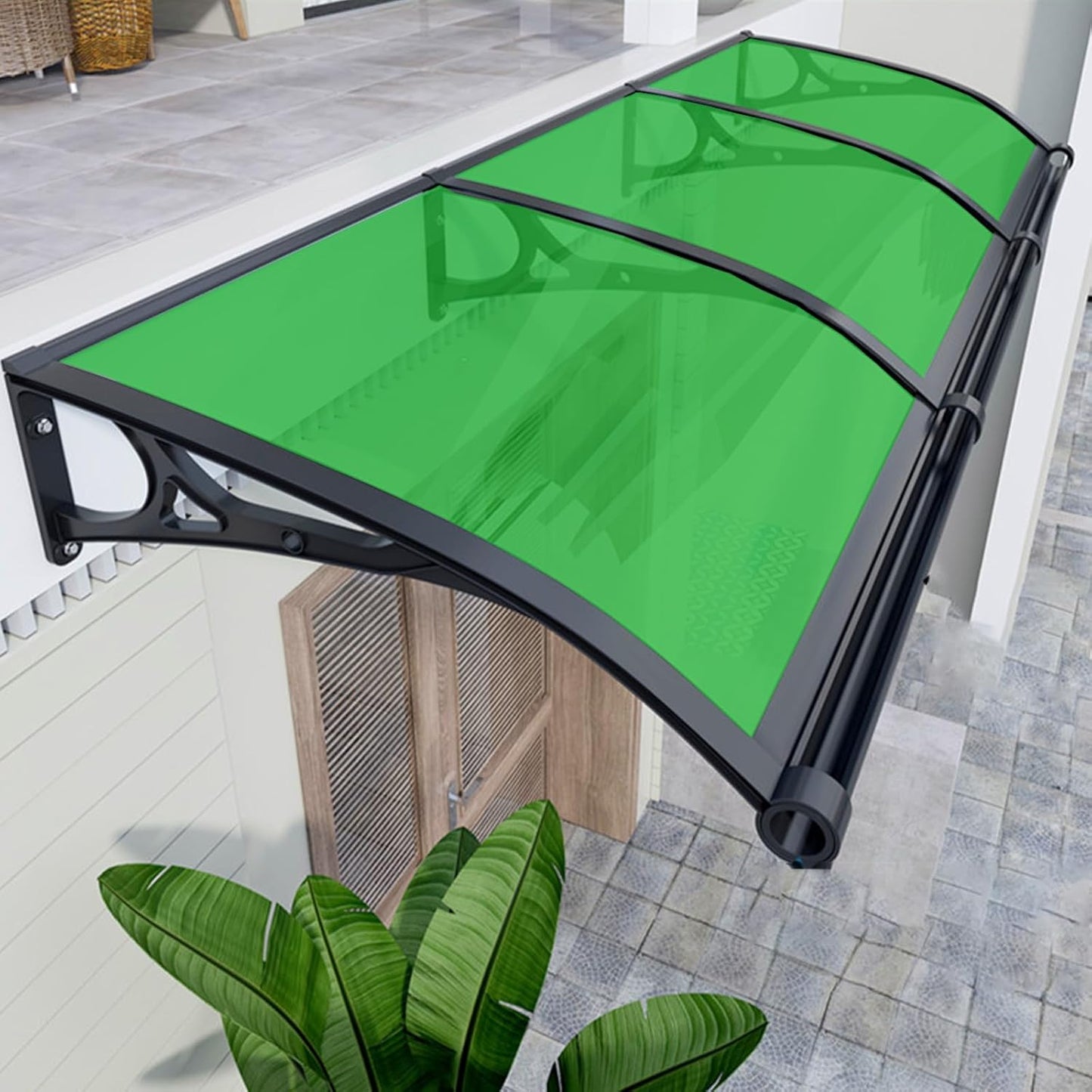 Awnings for Windows Outside, Aluminum Bracket awnings, Black Bracket awnings, Suitable for terraces, Bedroom Windows, rain and Snow Protection, Sunshade, Easy to Install-Smoke gray-80x140cm/32x55in