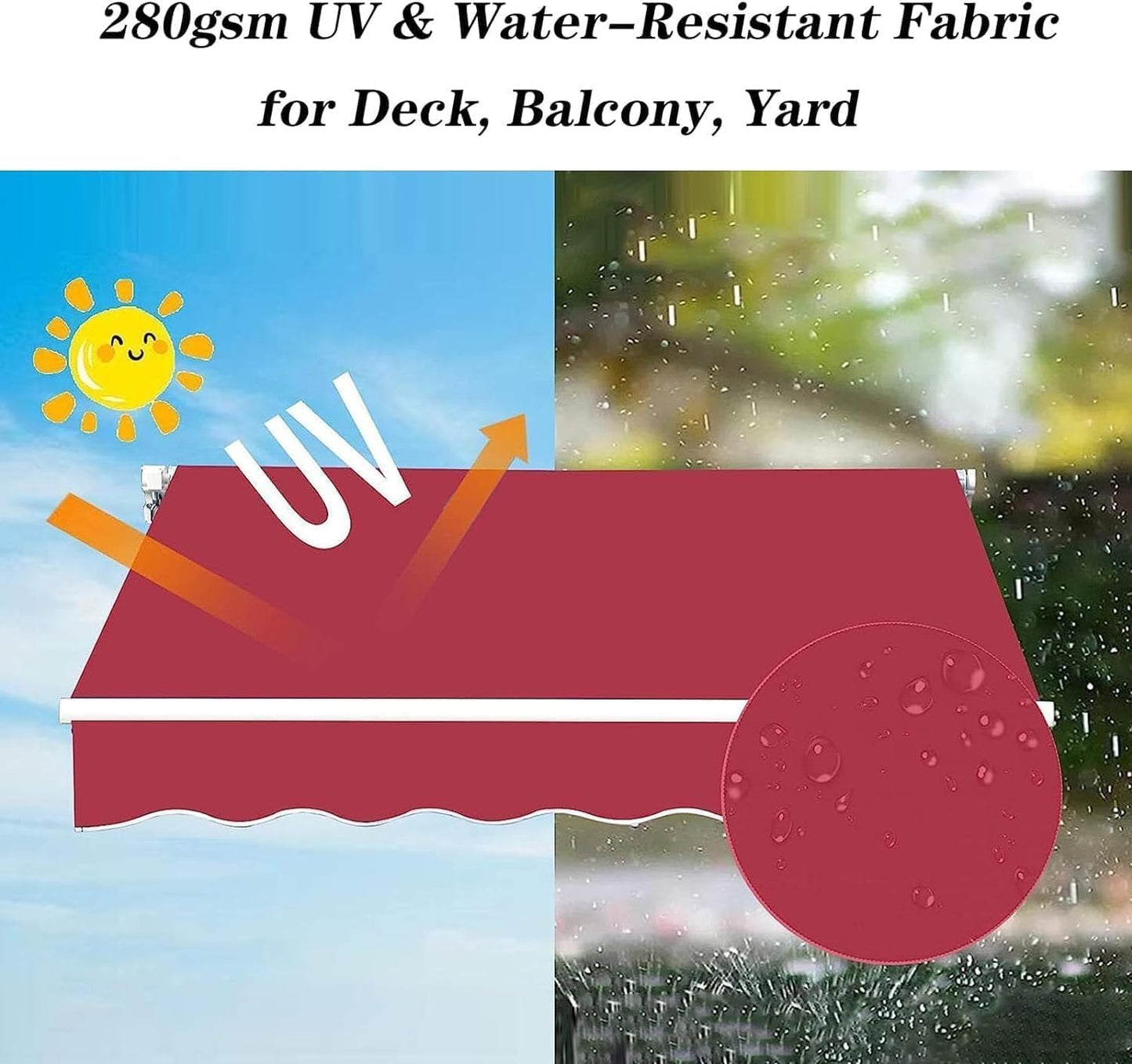 Scalable terrace sunshade with canvas replacement (frameless), rain and sun protection suitable for installation in courtyards, balconies, storefronts, courtyards, hotels, homes, and beach sunshades(R