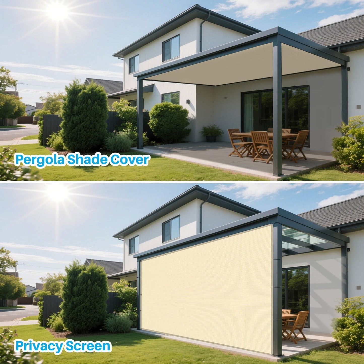 Patio Paradise 10' x 30' Sun Shade Cloth with Grommets Rectangle Shade Sail Straight Edge, Outdoor Patio Shade Canopy Pergola Cover UV Block Fabric for Backyard Deck Garden Activities, Beige