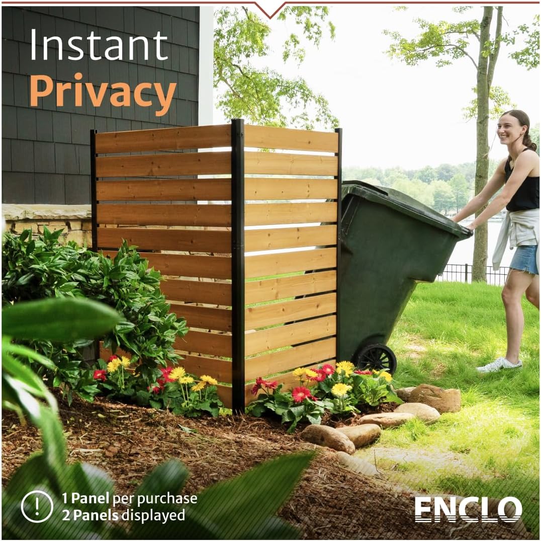5ft H x 3.2ft W (1 Panel) No Dig Enclo Concord Cedar Wood Privacy Screen, Great to Hide Trash Cans, Decorative Patio Privacy Screen, Outdoor Privacy Fence Panel, Air Conditioner Fence, EC18022