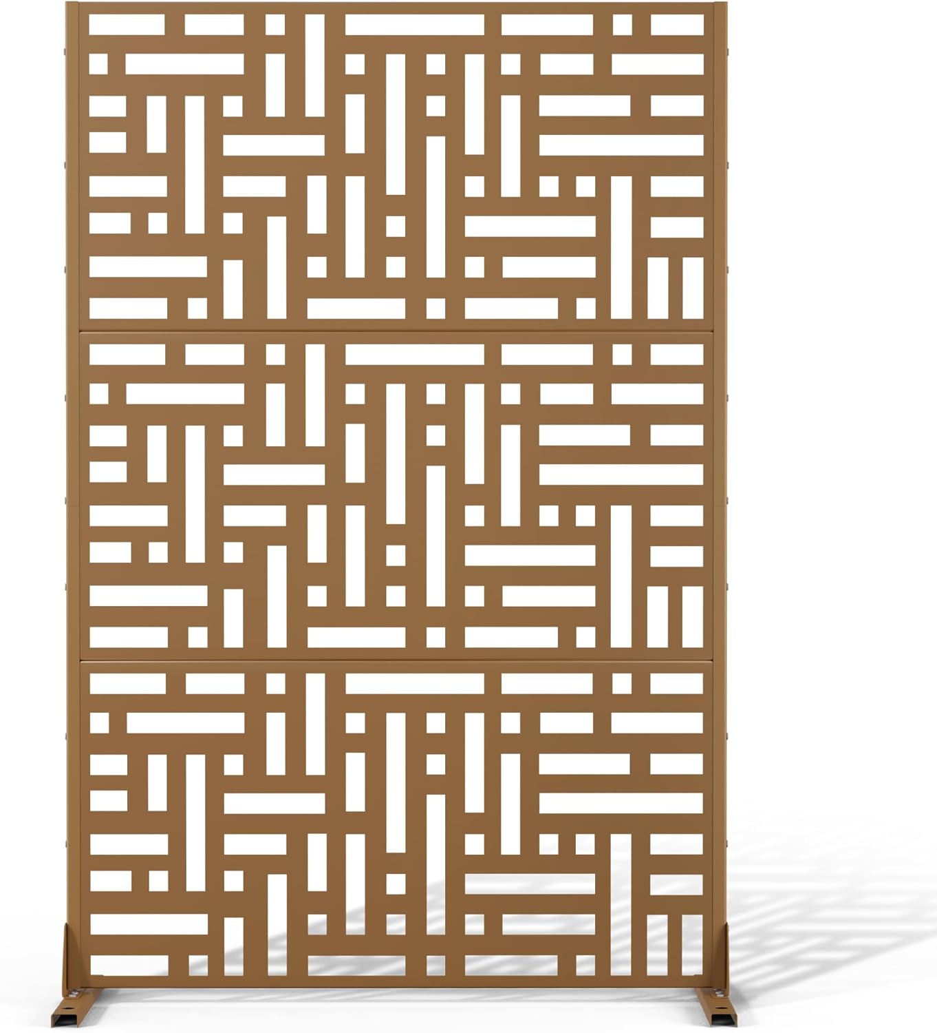 Metal Privacy Screen Outdoor 72" H×47" W,Freestanding Decorative Privacy Screen for Balcony Yard&Garden,Privacy Fence-Black&Louvered