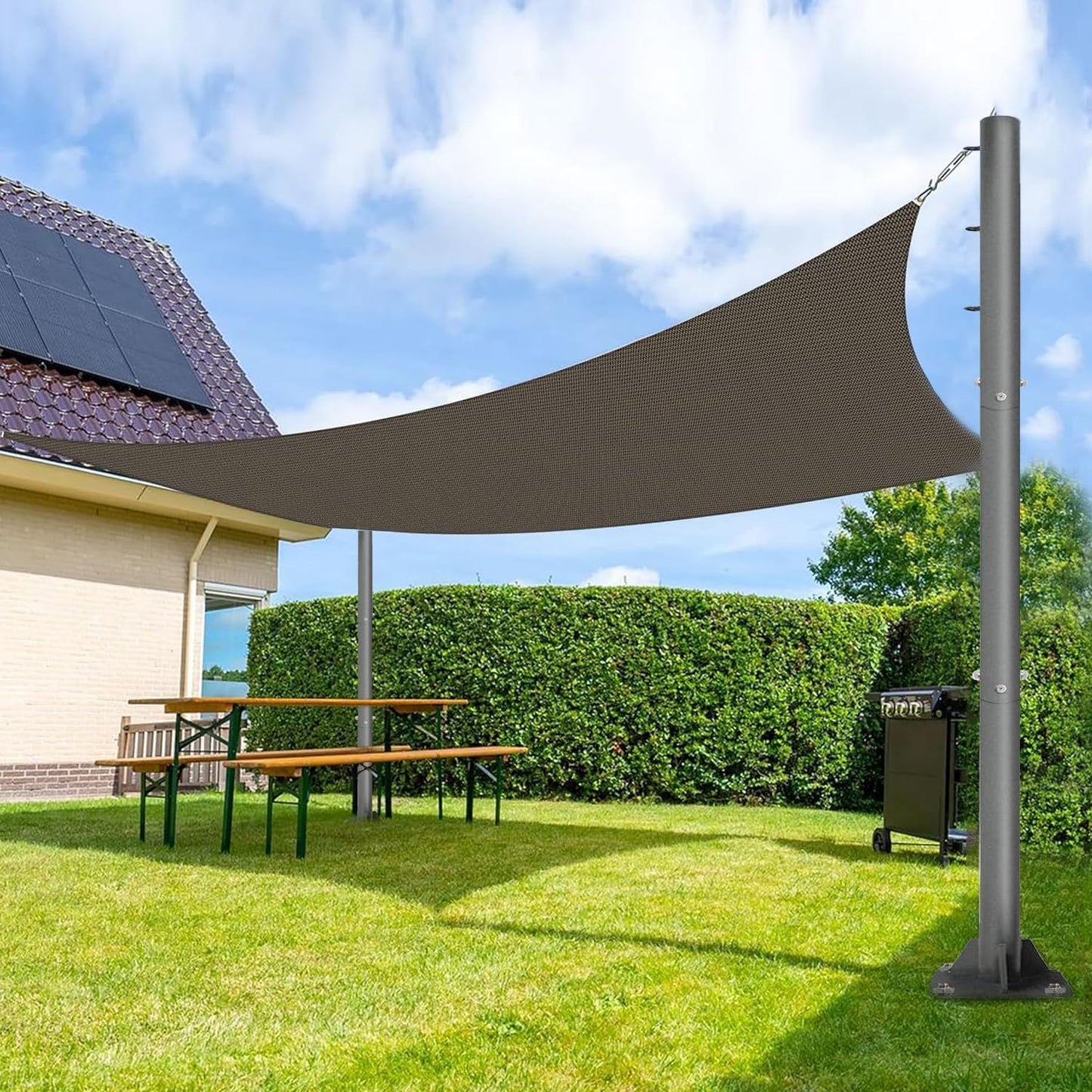 2 Pack Sun Shade Sail Poles - 10ft Outdoor Sunshade Sail Post Support Awning Canopy Heavy Duty Metal Pole Kit for Patio Garden Yard Backyard Grassland