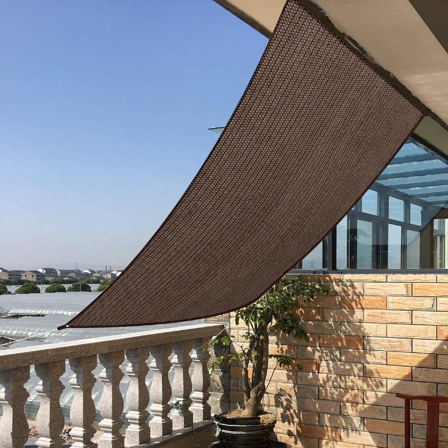4' x 8' Brown Rectangle Sun Shade Sail Canopy, 95% UV Blockage Awning Shelter Fabric Cloth Screen for Patio Outdoor Backyard - Heavy Duty Commercial Grade (Custom Size - Made in USA)