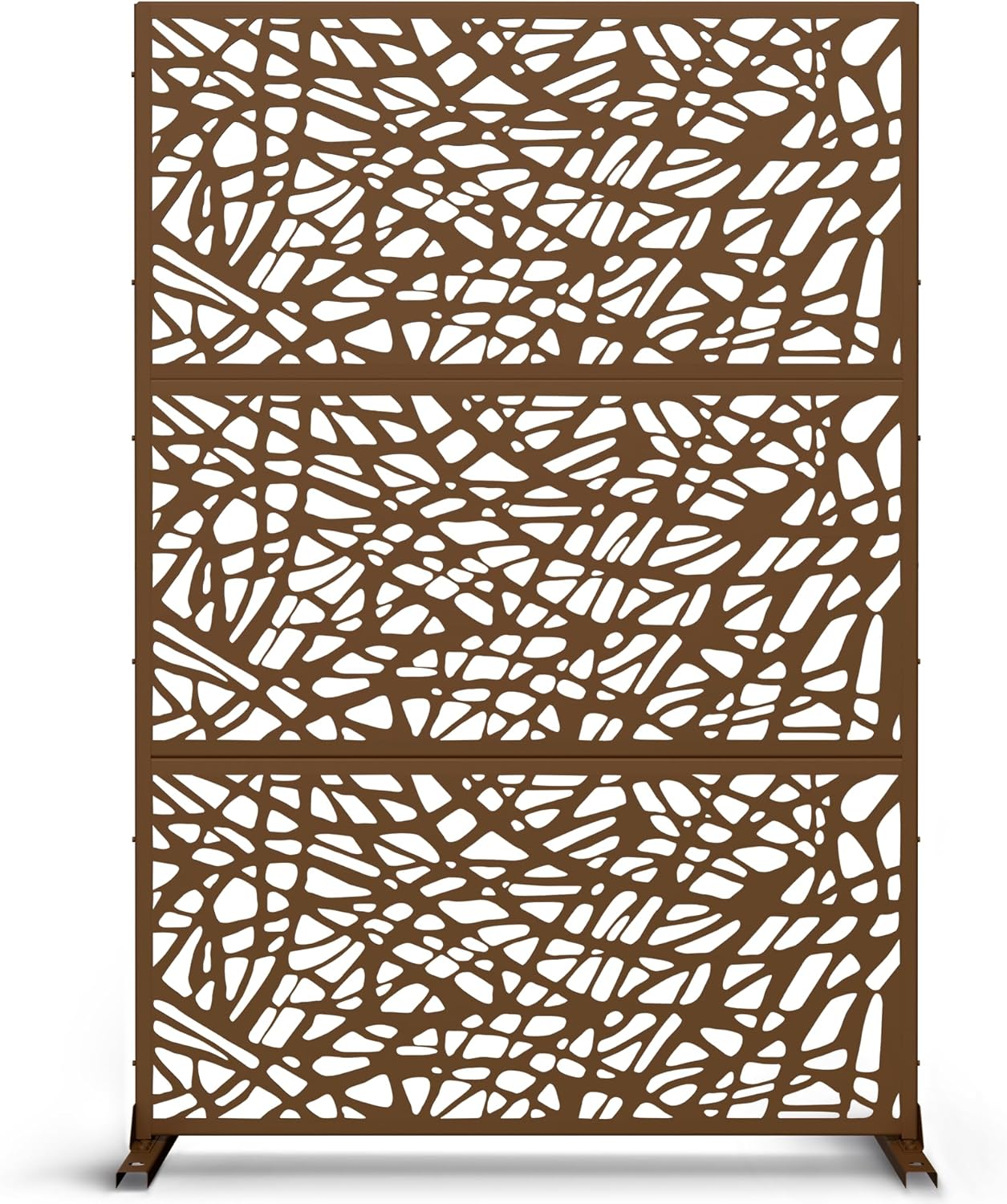 Metal Privacy Screen Outdoor 72" H×47" W,Freestanding Decorative Privacy Screen for Balcony Yard&Garden,Privacy Fence-Black&Louvered