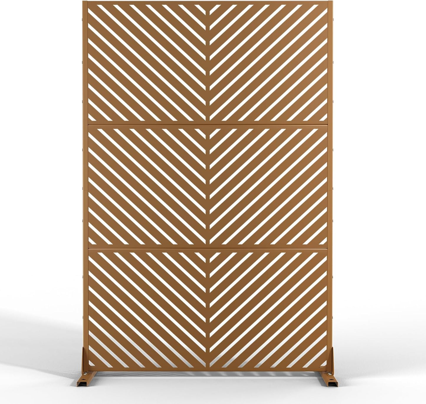 Metal Privacy Screen Outdoor 72" H×47" W,Freestanding Decorative Privacy Screen for Balcony Yard&Garden,Privacy Fence-Black&Louvered