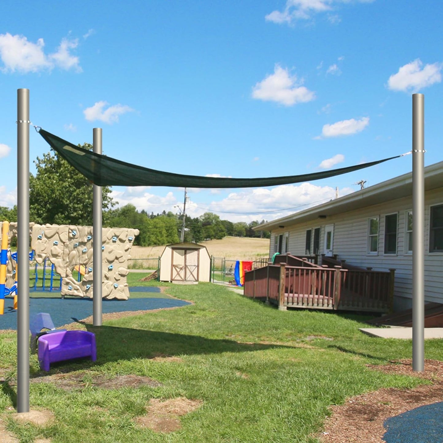 Shade Sail Poles, Heavy Duty Sun Shade Poles, Screw in Poles for Sun Shades Outdoor, 12 Ft Sun Shade Sail Poles with D-Clamps, 2.28" Sun Shade Pole Kit for Ground Soil Backyard, 2 Packs