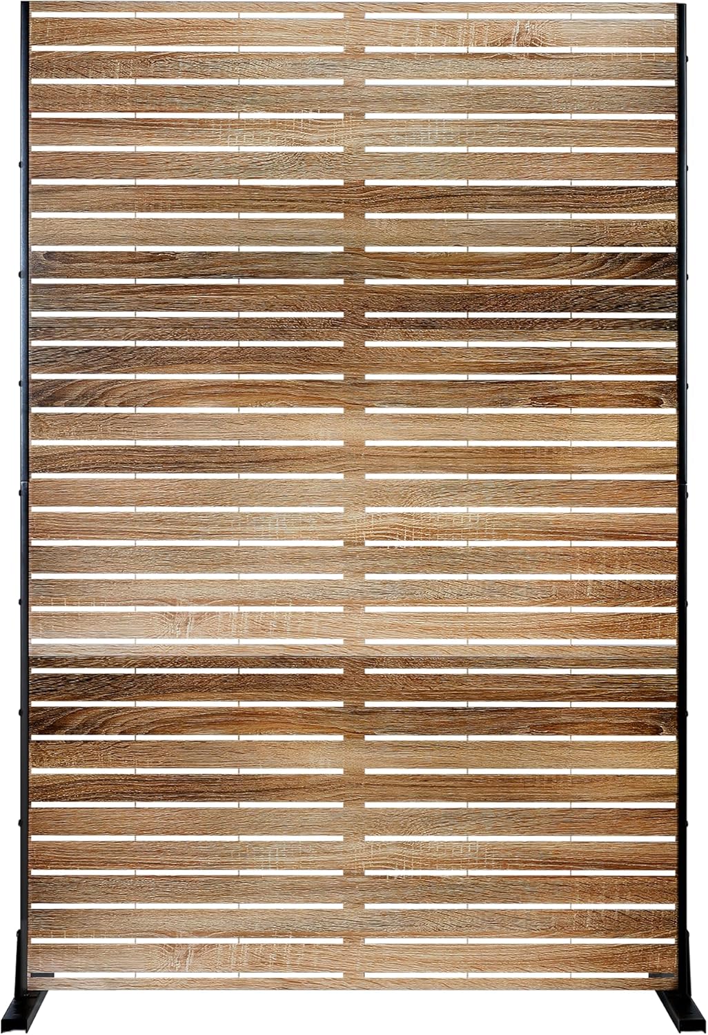 Metal Privacy Screen Outdoor Freestanding Privacy Wall Panels and Decorative Patio Dividers, Crafted from Steel with Sun-Proof Design, Ideal for Patio, Deck, Garden,72"H×47"L(Black&Louvered)