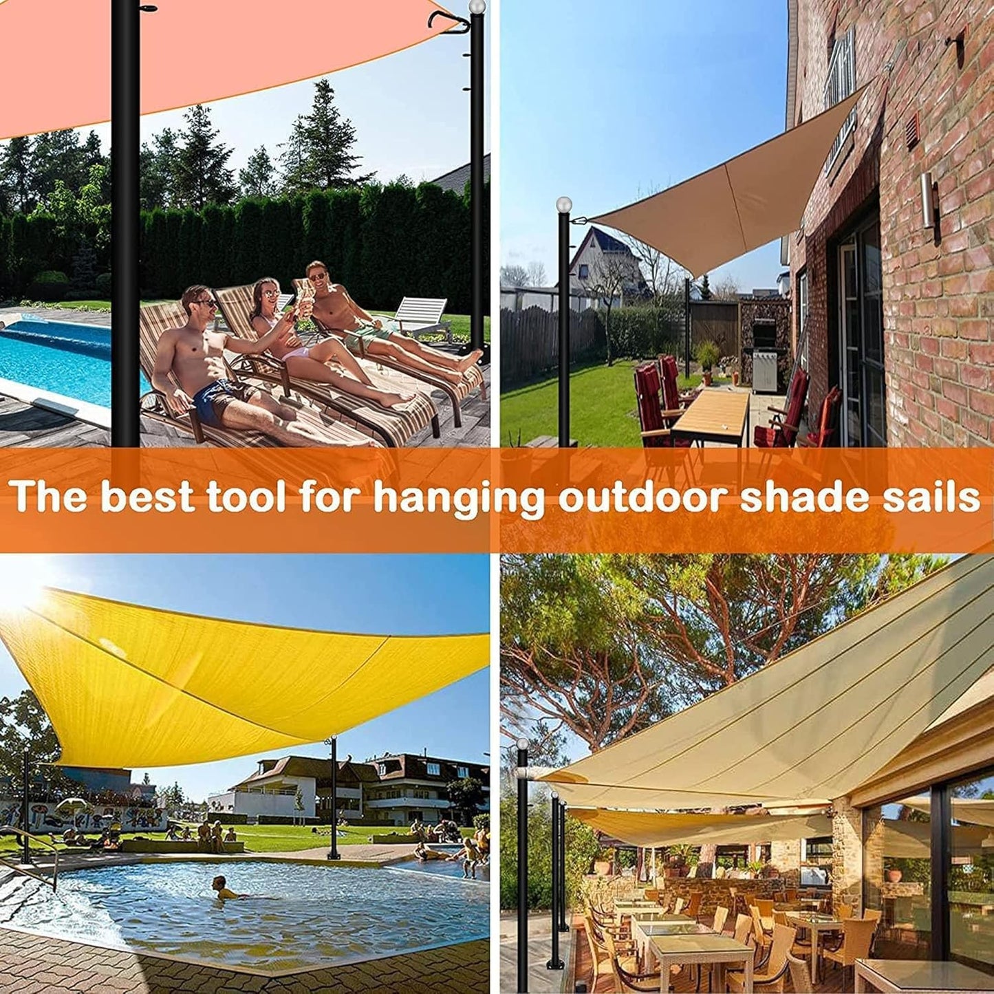 Sun Shade Sail Poles 10FT Outdoor Shade Sail Pole Kit Heavy Duty Steel Post Support Awning Canopy for Deck Patio Outside Backyard(10FT,2pack)