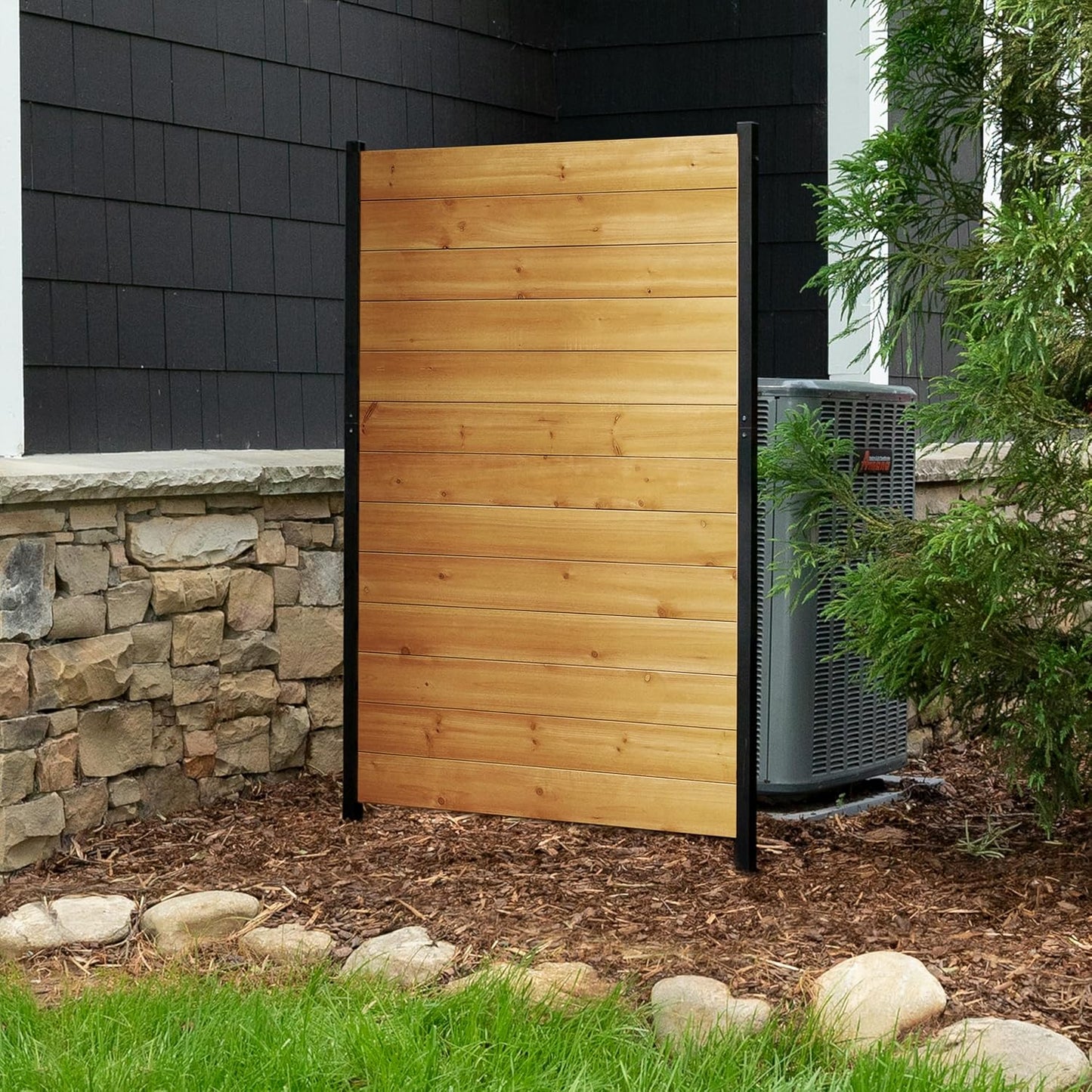 5ft H x 3.2ft W (1 Panel) No Dig Enclo Concord Cedar Wood Privacy Screen, Great to Hide Trash Cans, Decorative Patio Privacy Screen, Outdoor Privacy Fence Panel, Air Conditioner Fence, EC18022