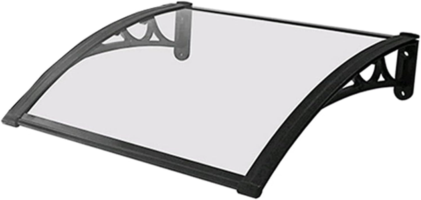 Window Awning, Polycarbonate Door Canopy, Outdoor Front Door Terrace Sunshade, with Aluminum Alloy Black Bracket, Size Optional (blackTransparent)