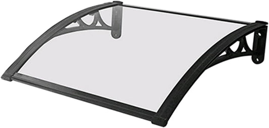 Window Awning, Polycarbonate Door Canopy, Outdoor Front Door Terrace Sunshade, with Aluminum Alloy Black Bracket, Size Optional (blackTransparent)