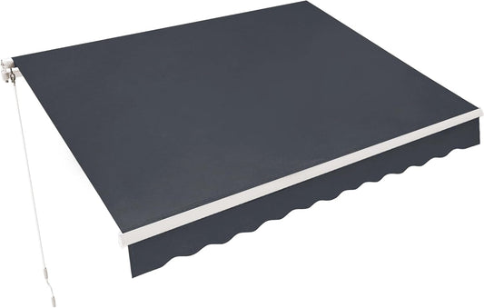 MCombo 13.2x7.8 Feet Manual Retractable Patio Door Window Awning Sunshade Shelter Outdoor Canopy,1308 (Grey, 13.2'(L) x 7.8'(W))