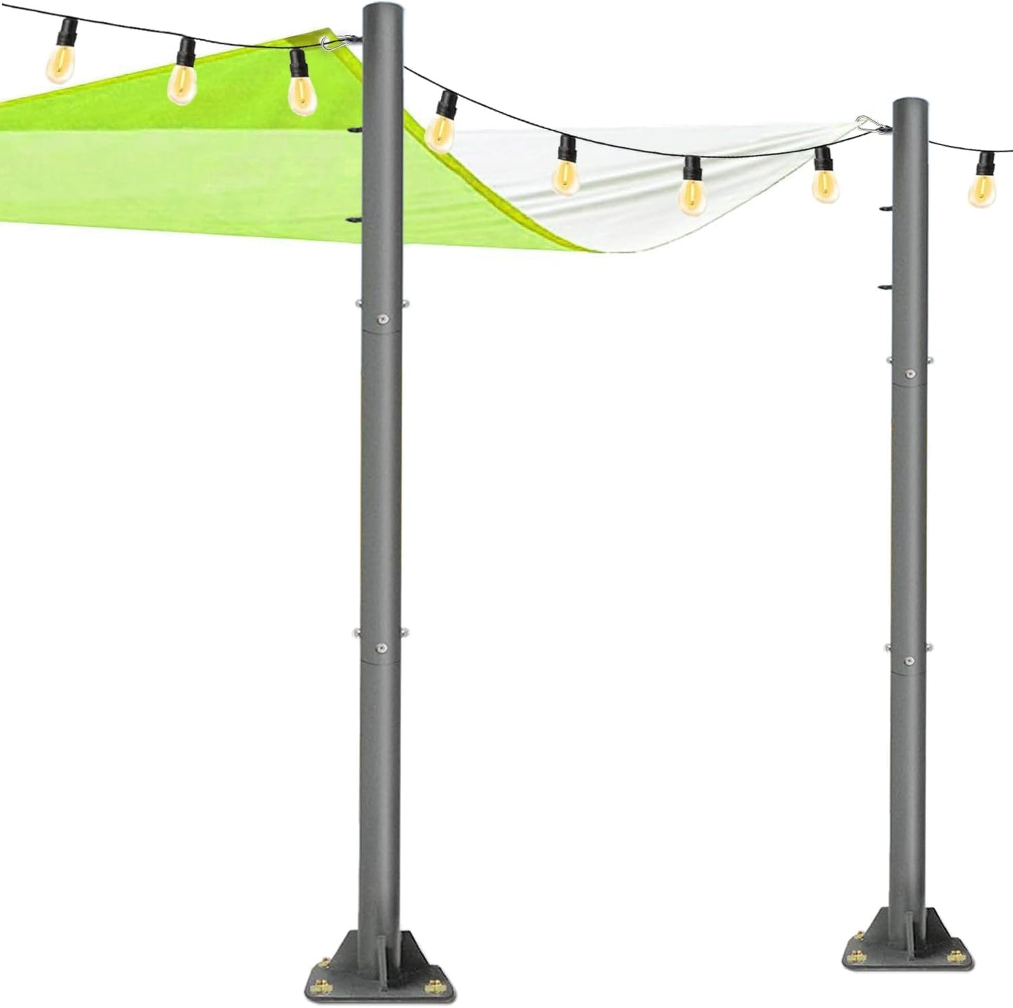 2 Pack Sun Shade Sail Poles - 10ft Outdoor Sunshade Sail Post Support Awning Canopy Heavy Duty Metal Pole Kit for Patio Garden Yard Backyard Grassland