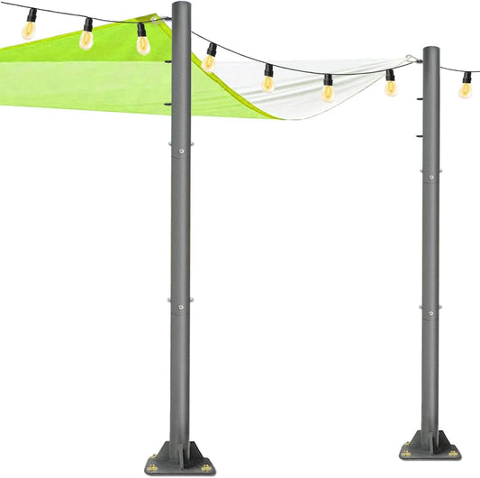 2 Pack Sun Shade Sail Poles - 10ft Outdoor Sunshade Sail Post Support Awning Canopy Heavy Duty Metal Pole Kit for Patio Garden Yard Backyard Grassland