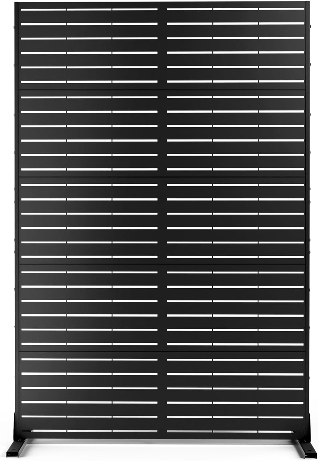Metal Privacy Screen Outdoor Freestanding Privacy Wall Panels and Decorative Patio Dividers, Crafted from Steel with Sun-Proof Design, Ideal for Patio, Deck, Garden,72"H×47"L（Black&Louvered）