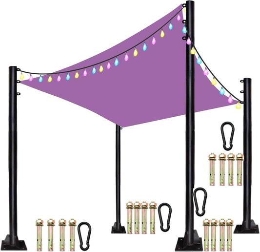 Shade Sail Poles, 9 FT Outdoor Sun Shade Sail Pole Awning Canopy Outdoor Heavy Duty Poles for Sun Shades Deck Patio Backyard (4Pack)