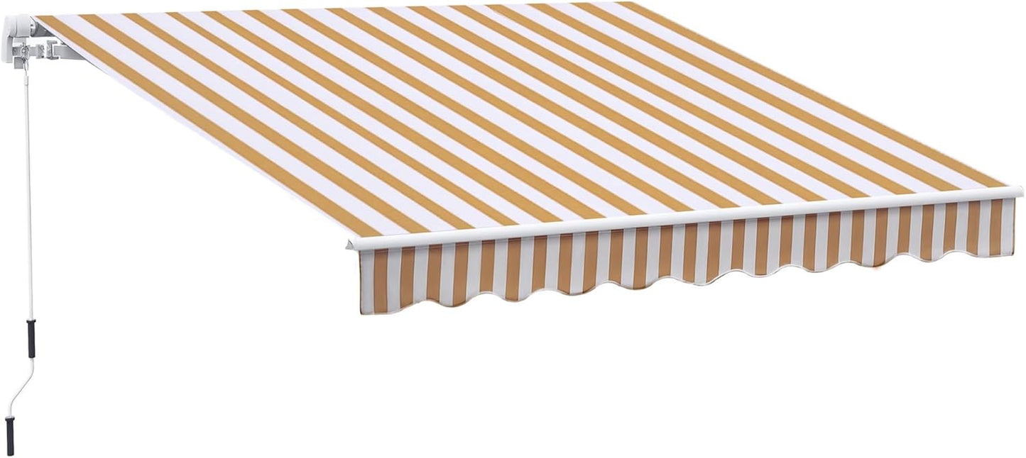 Outsunny 13' x 8' Retractable Awning, Patio Awnings, Sunshade Shelter w/Manual Crank Handle, UV & Water-Resistant Fabric and Aluminum Frame for Deck, Balcony, Yard, Coffee Brown
