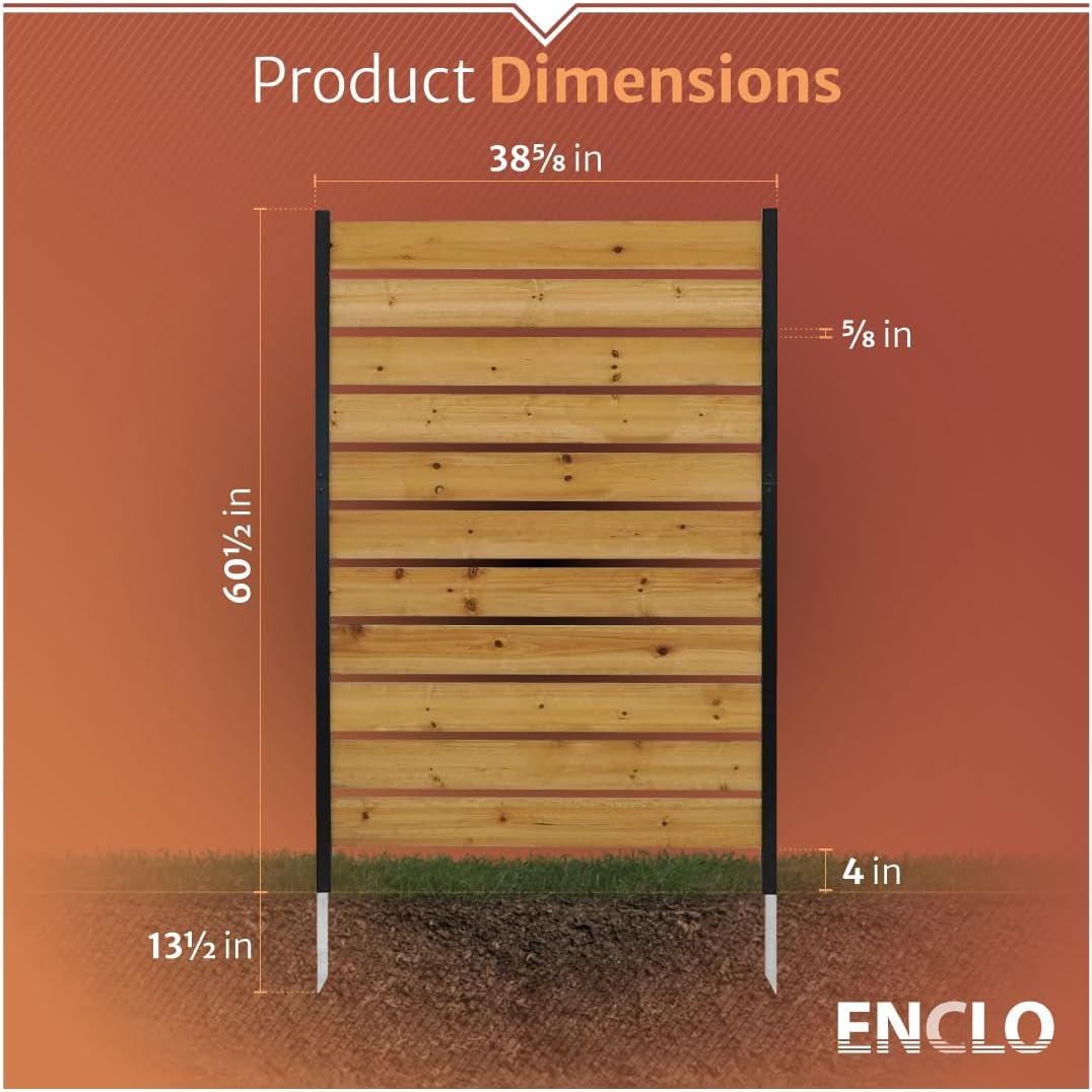 5ft H x 3.2ft W (1 Panel) No Dig Enclo Concord Cedar Wood Privacy Screen, Great to Hide Trash Cans, Decorative Patio Privacy Screen, Outdoor Privacy Fence Panel, Air Conditioner Fence, EC18022