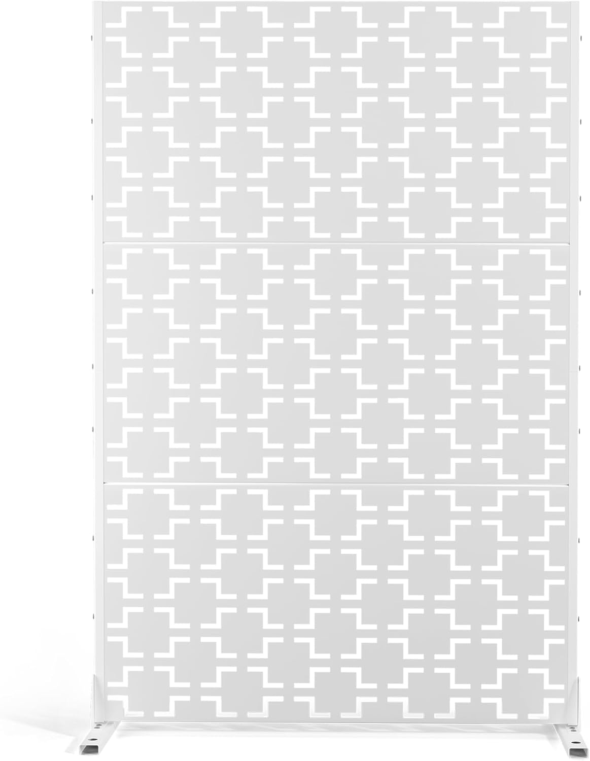 Metal Privacy Screen Outdoor Freestanding Privacy Wall Panels and Decorative Patio Dividers, Crafted from Steel with Sun-Proof Design, Ideal for Patio, Deck, Garden,72"H×47"L（Black&Louvered）