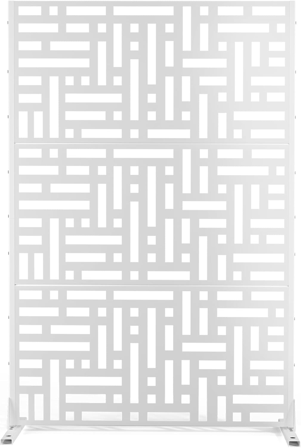 Metal Privacy Screen Outdoor Freestanding Privacy Wall Panels and Decorative Patio Dividers, Crafted from Steel with Sun-Proof Design, Ideal for Patio, Deck, Garden,72"H×47"L（Black&Louvered）