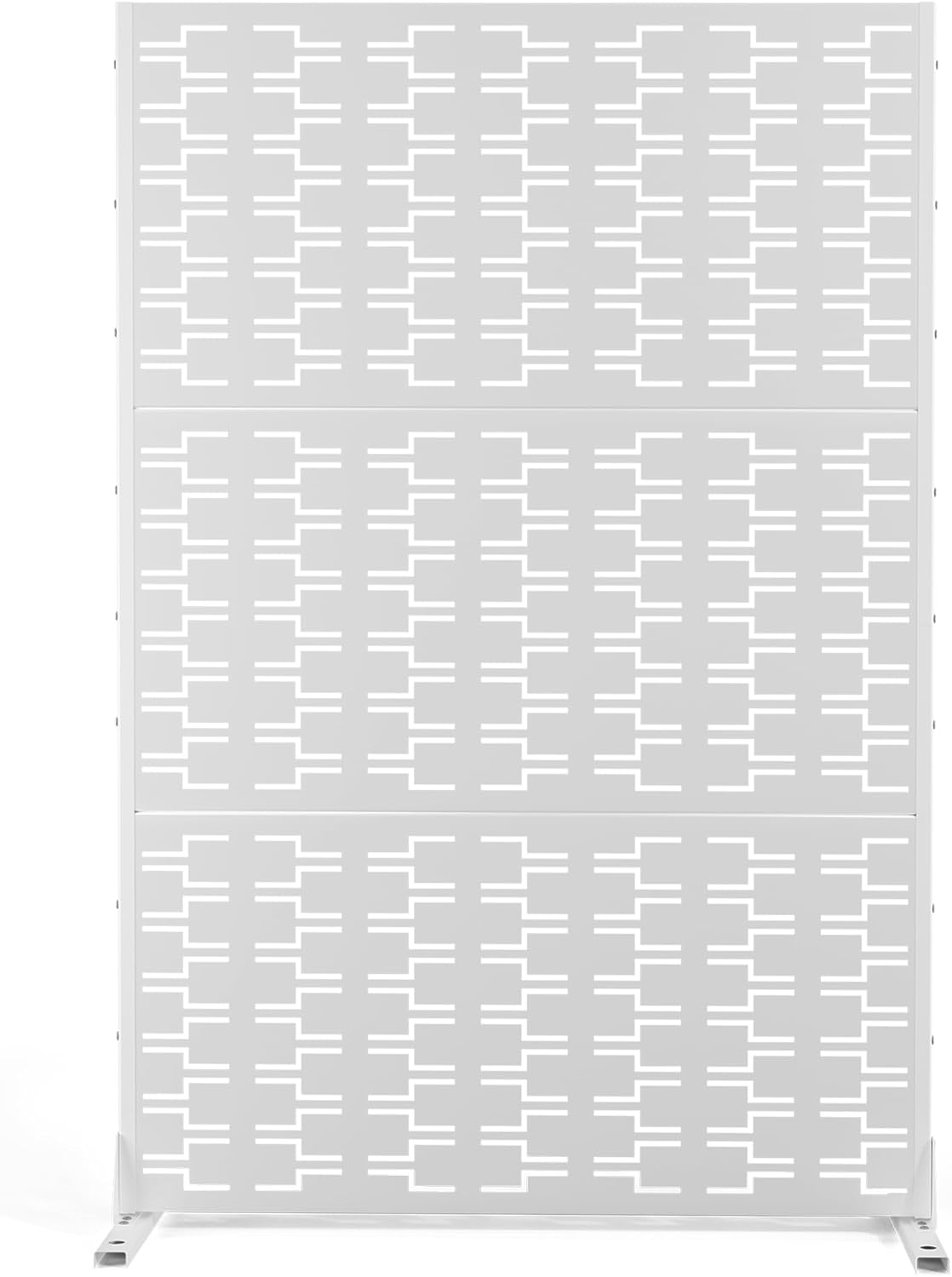 Metal Privacy Screen Outdoor Freestanding Privacy Wall Panels and Decorative Patio Dividers, Crafted from Steel with Sun-Proof Design, Ideal for Patio, Deck, Garden,72"H×47"L（Black&Louvered）