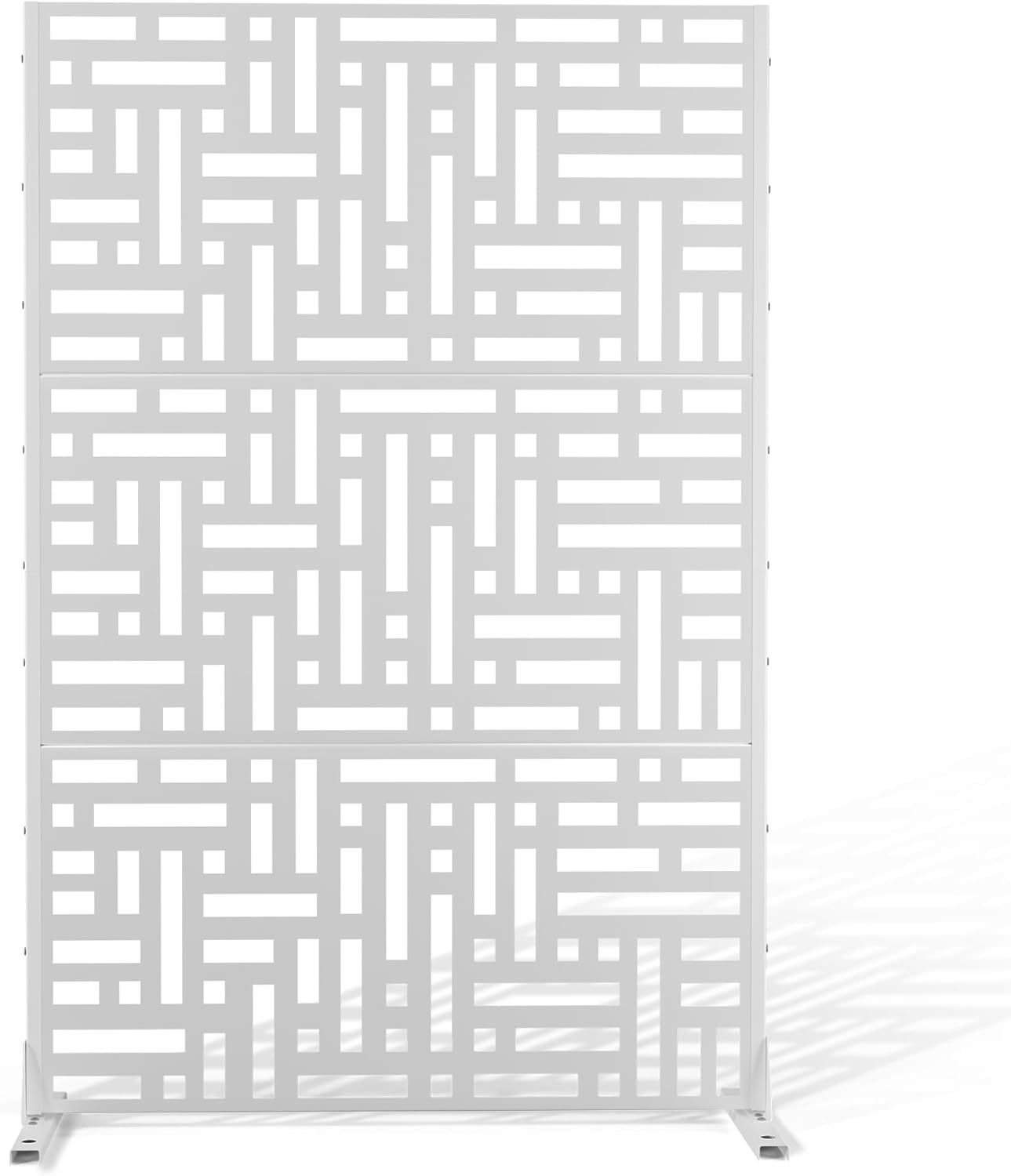 Metal Privacy Screen Outdoor 72" H×47" W,Freestanding Decorative Privacy Screen for Balcony Yard&Garden,Privacy Fence-Black&Louvered