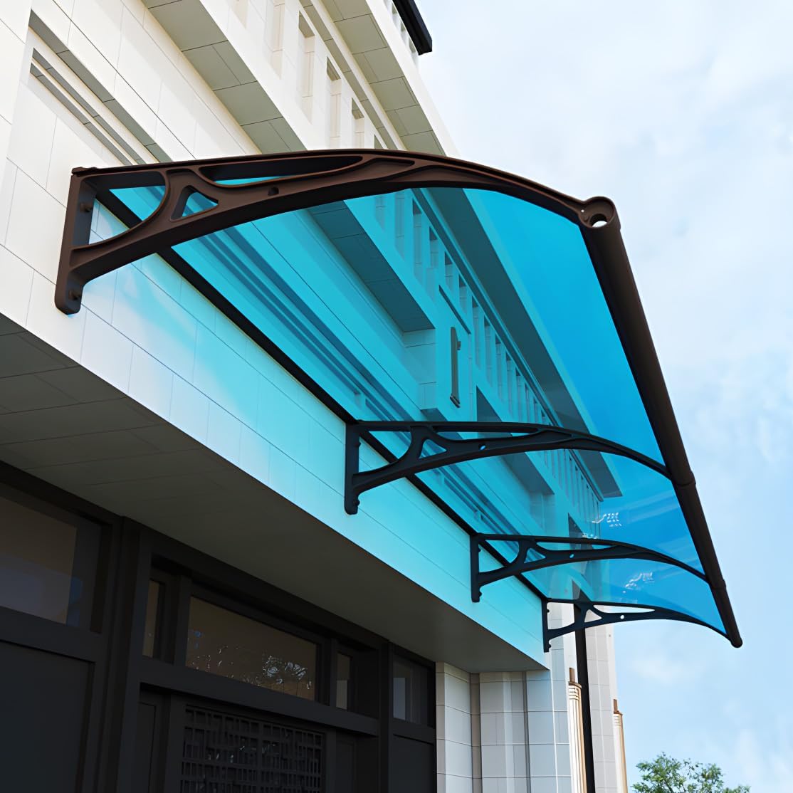 Aluminum Bracket Awning Canopy - Black Exterior Window & Door Cover for Sun, Rain, Snow Protection, Easy Installation for Terraces, Bedrooms & Entryways
