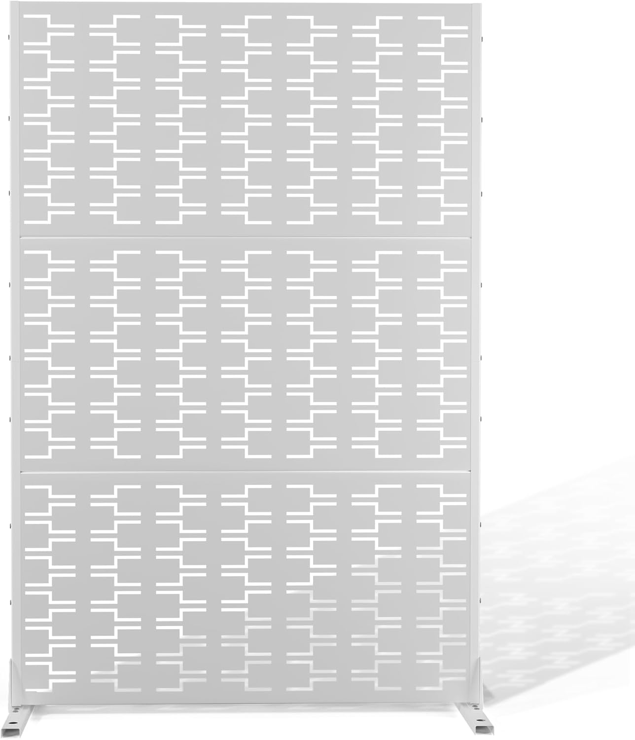 Metal Privacy Screen Outdoor 72" H×47" W,Freestanding Decorative Privacy Screen for Balcony Yard&Garden,Privacy Fence-Black&Louvered