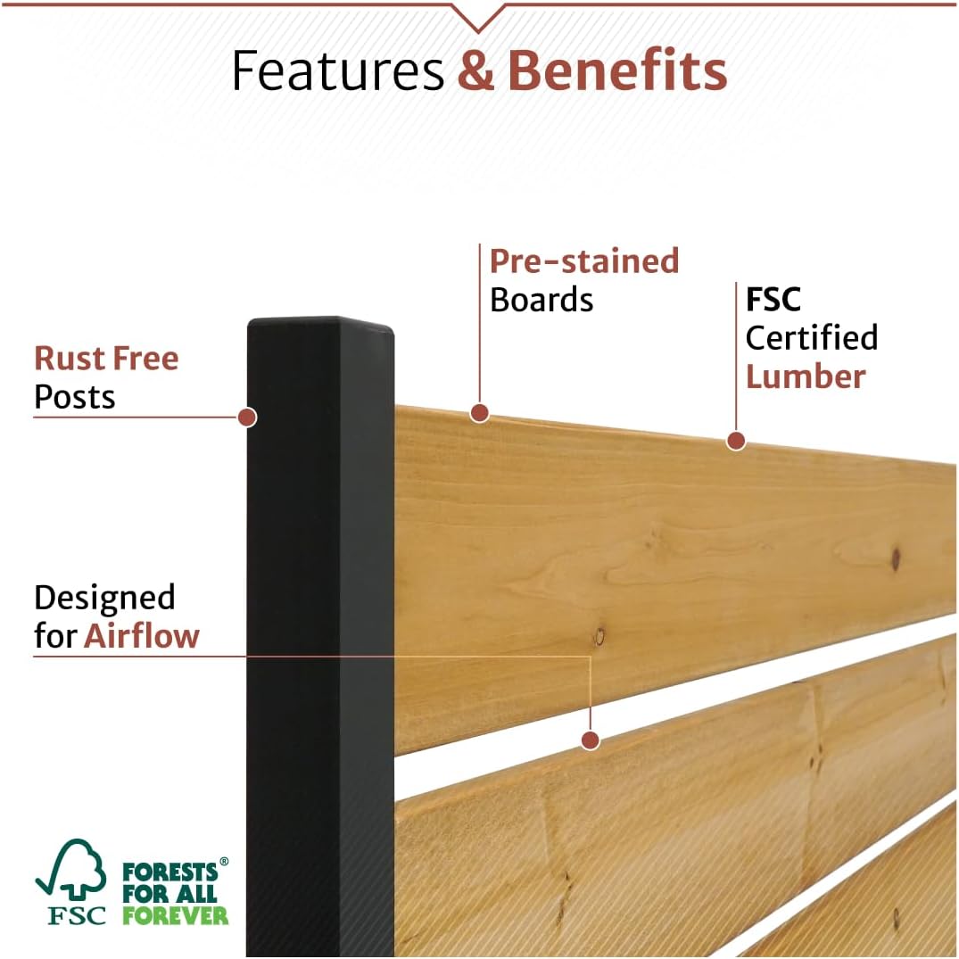 5ft H x 3.2ft W (1 Panel) No Dig Enclo Concord Cedar Wood Privacy Screen, Great to Hide Trash Cans, Decorative Patio Privacy Screen, Outdoor Privacy Fence Panel, Air Conditioner Fence, EC18022